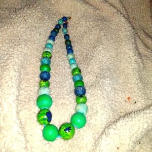 Hand-painted wood bead necklace